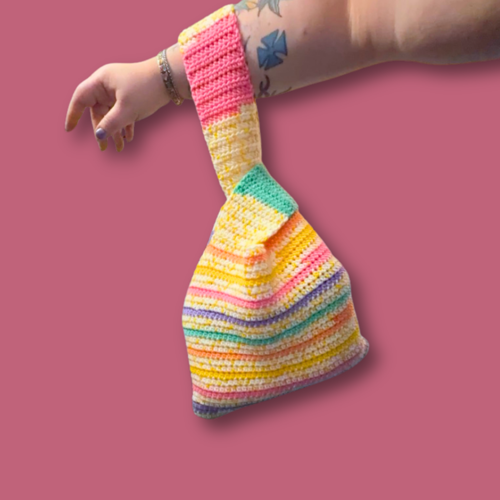 Bright Stripes Japanese Knot Bag