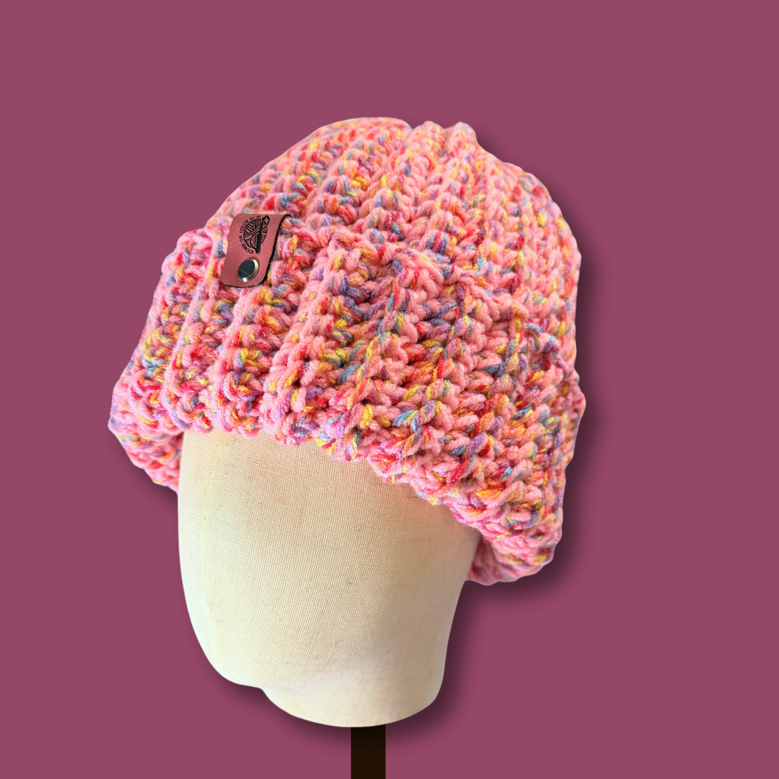 L/XL Pink Confetti Winter Beanie
