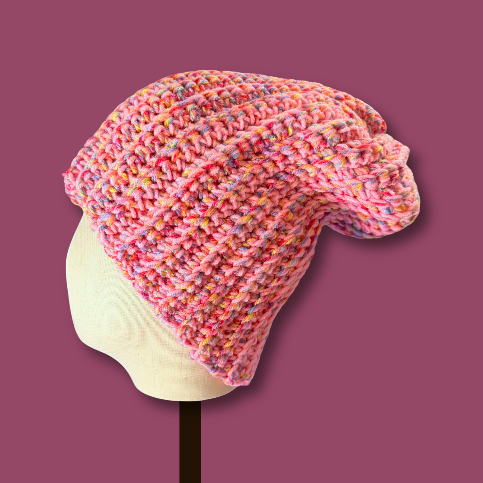 L/XL Pink Confetti Winter Beanie
