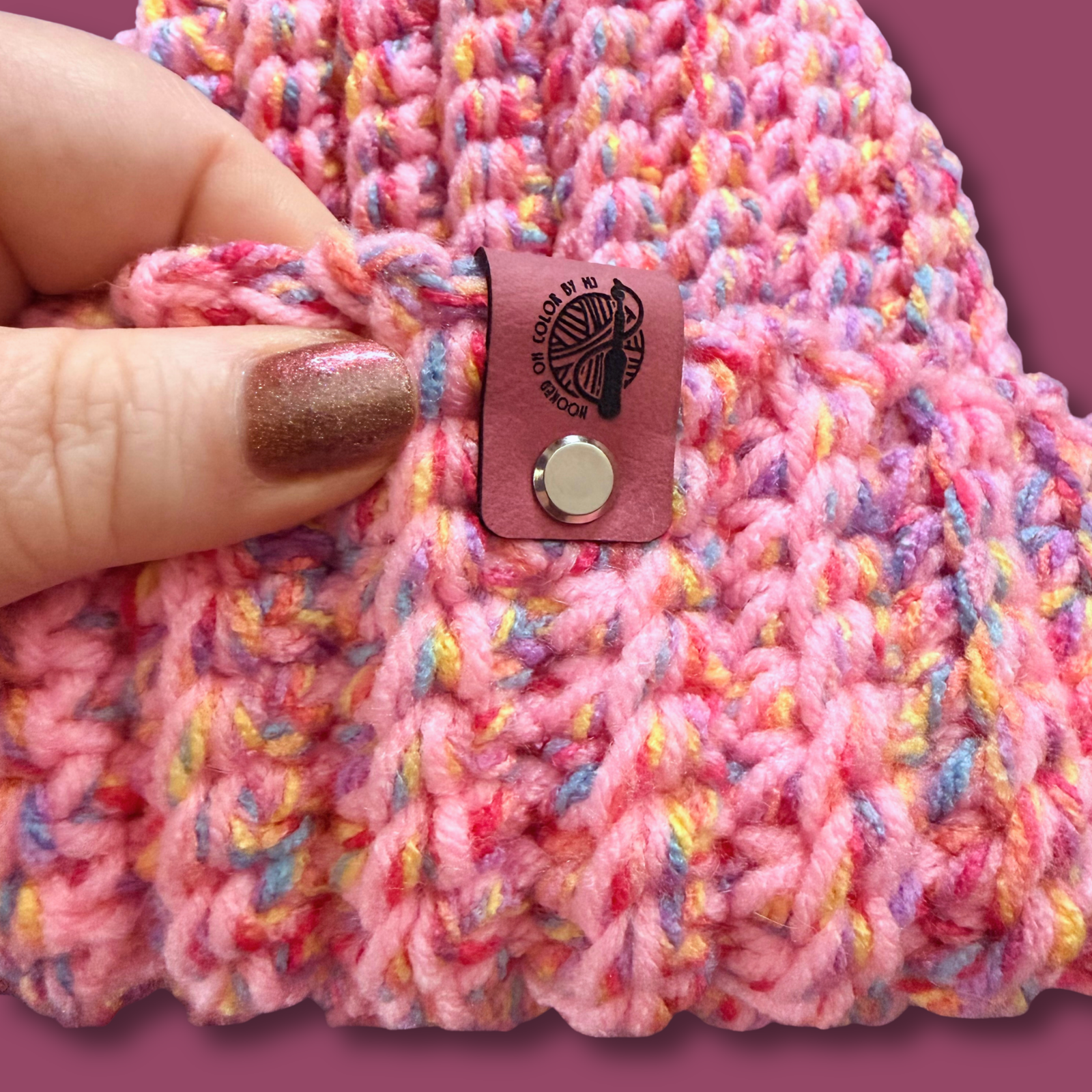 L/XL Pink Confetti Winter Beanie