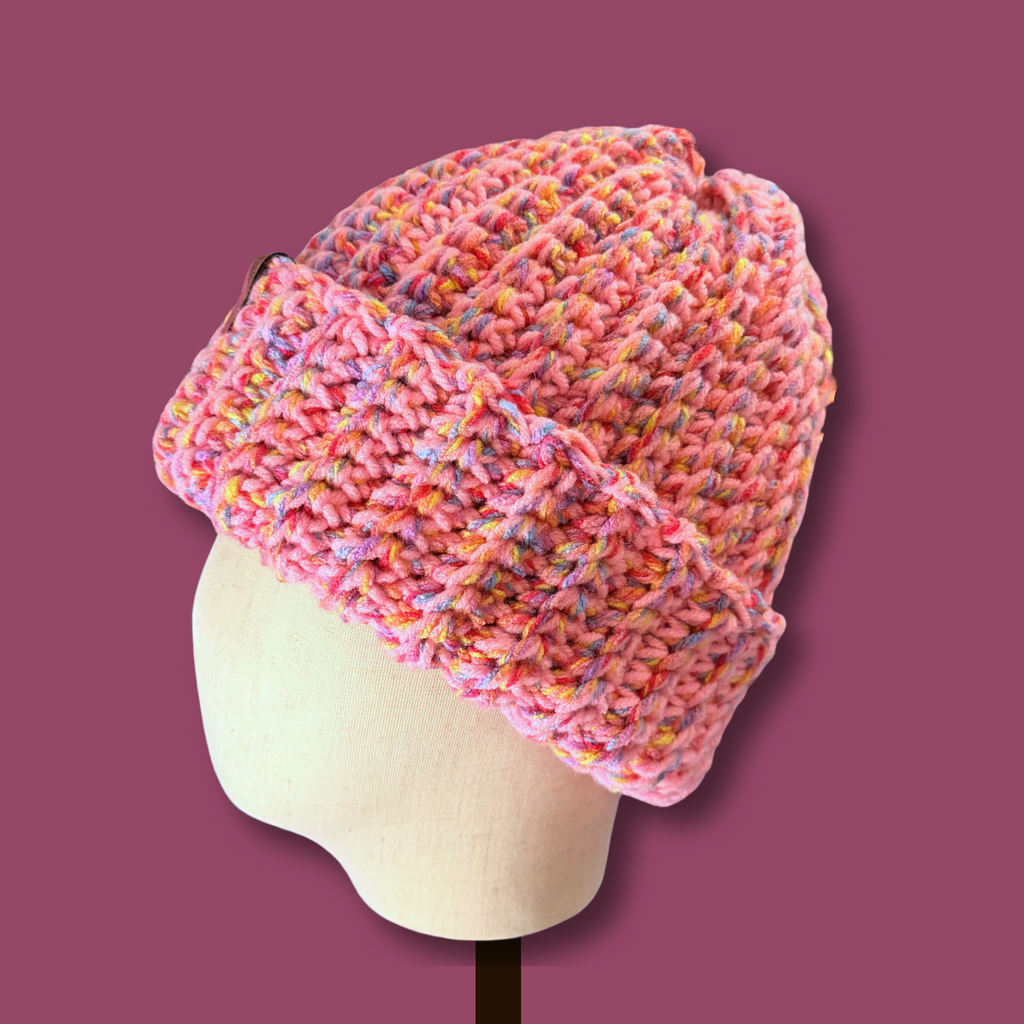 L/XL Pink Confetti Winter Beanie