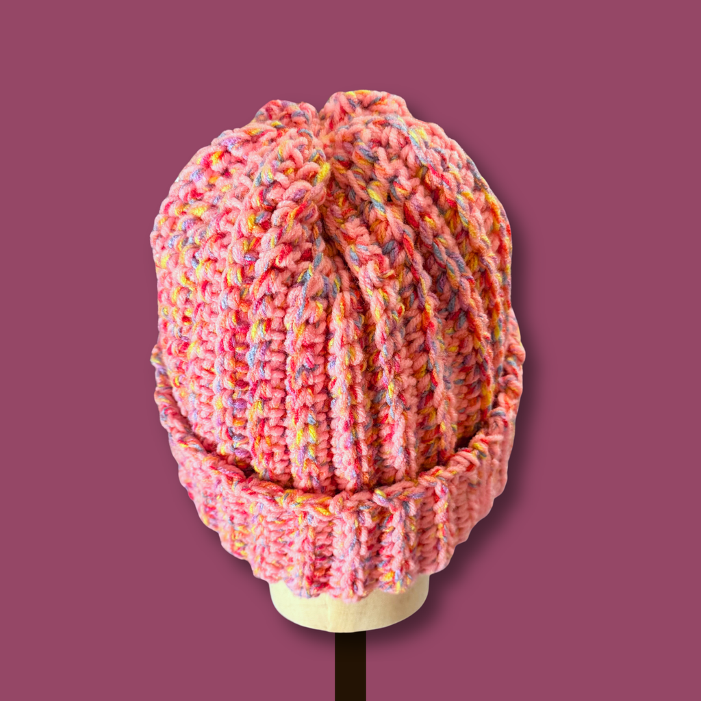 L/XL Pink Confetti Winter Beanie