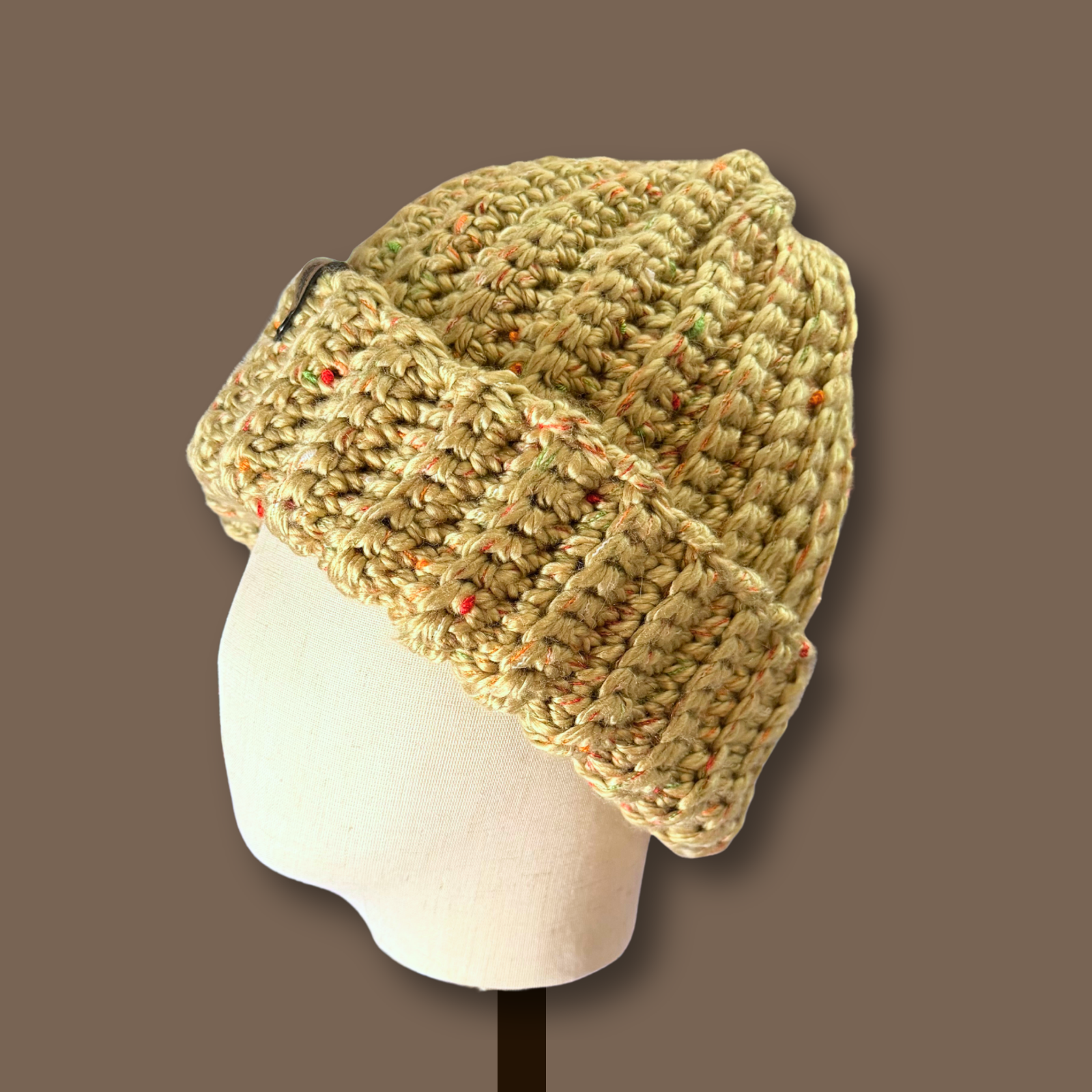 L/XL Professor Tweed Tan Beanie