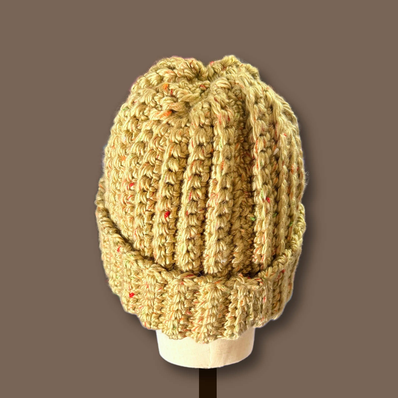 L/XL Professor Tweed Tan Beanie