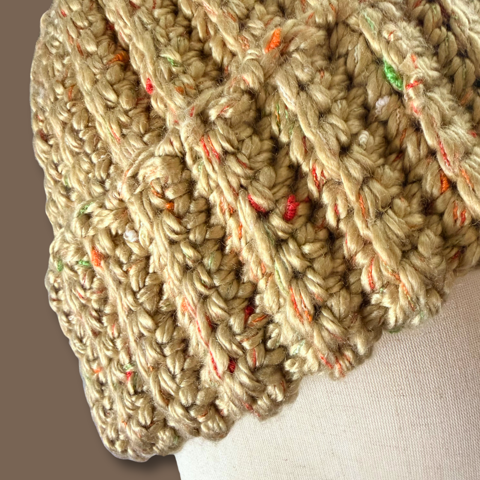 L/XL Professor Tweed Tan Beanie