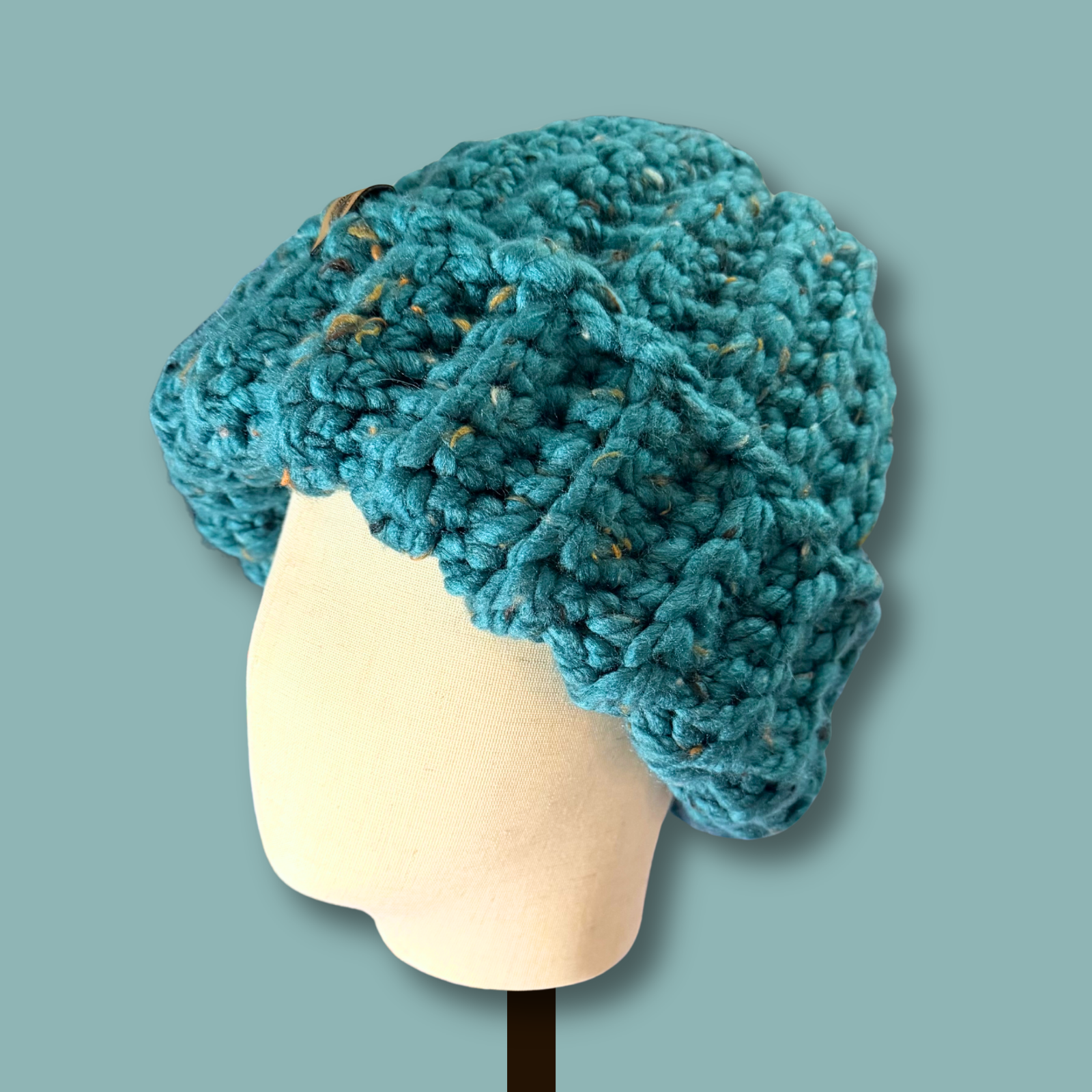 L/XL Ultra Thick Blue Tweed Beanie
