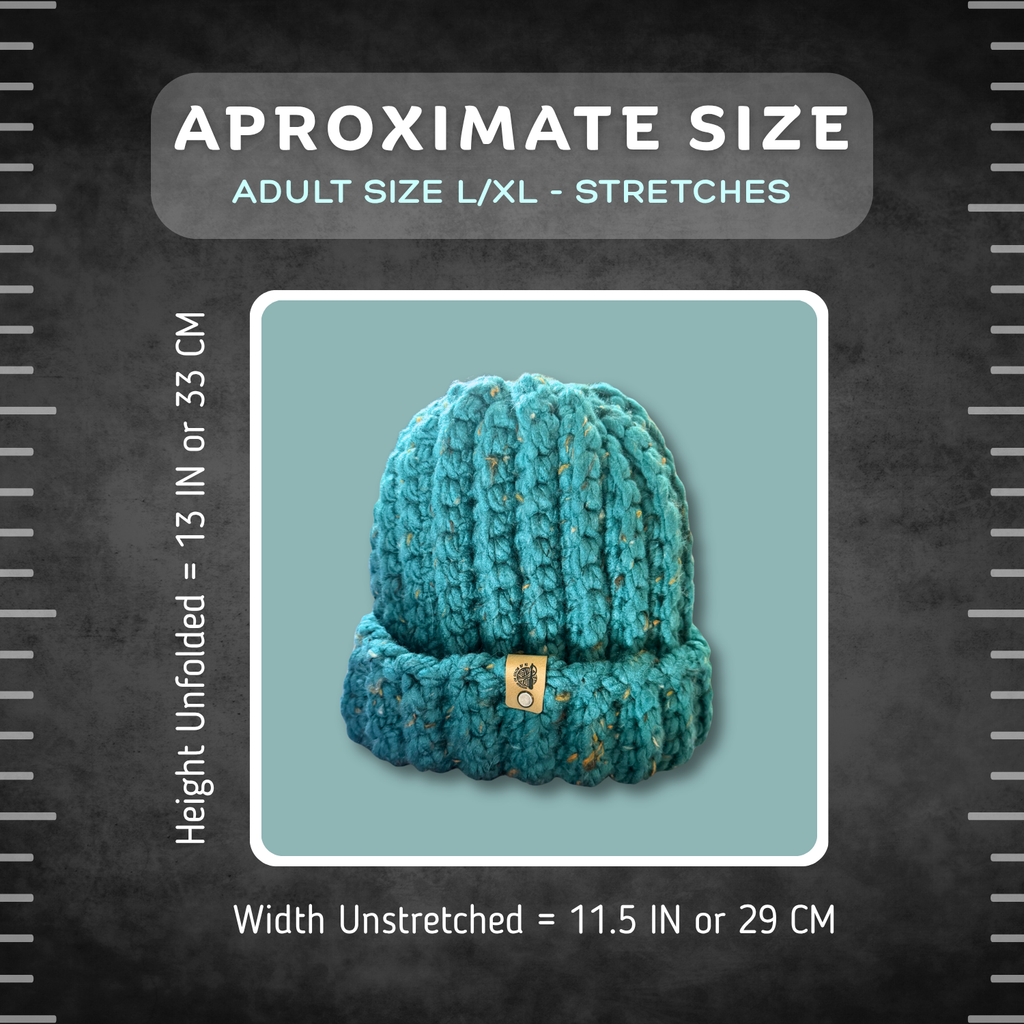 L/XL Ultra Thick Blue Tweed Beanie