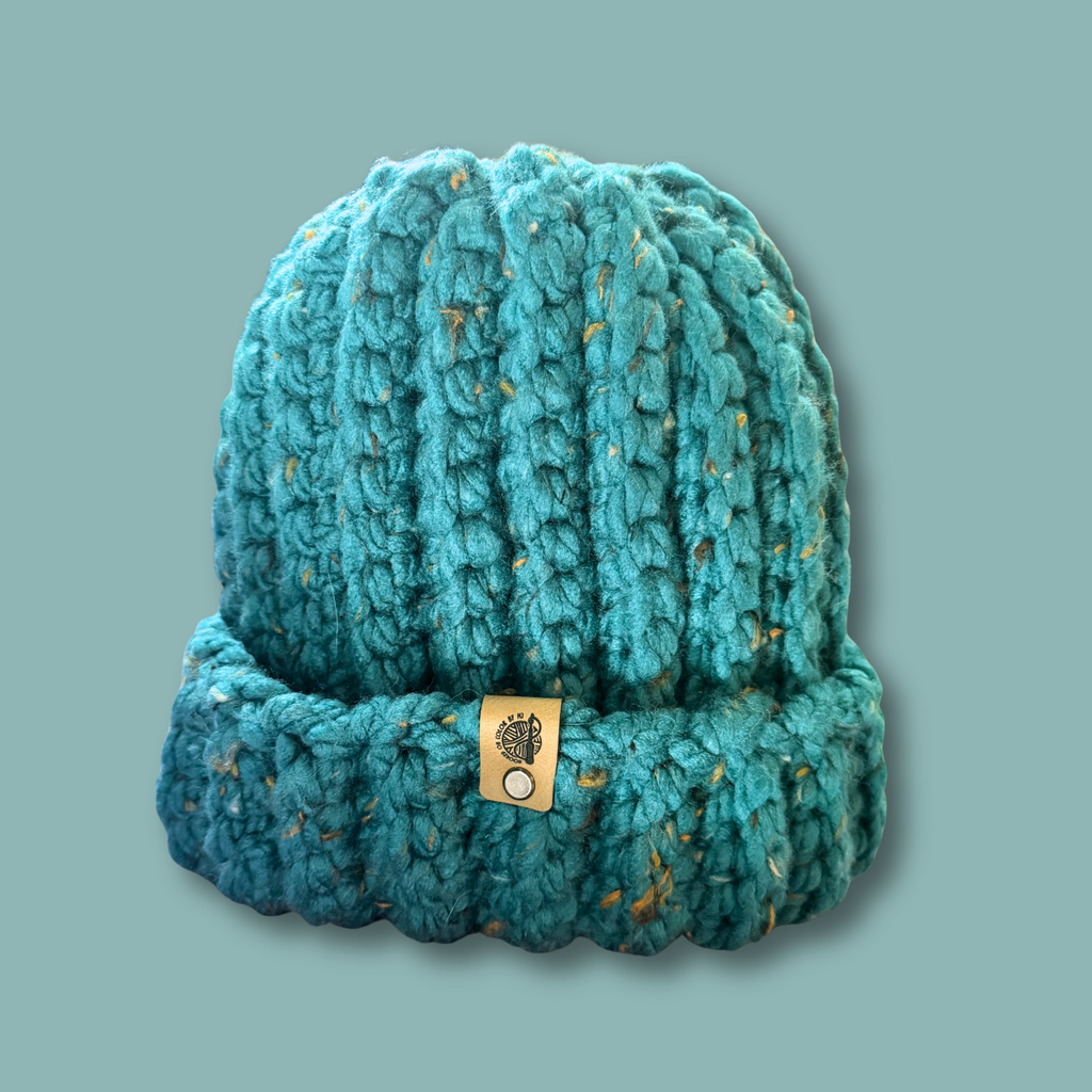 L/XL Ultra Thick Blue Tweed Beanie