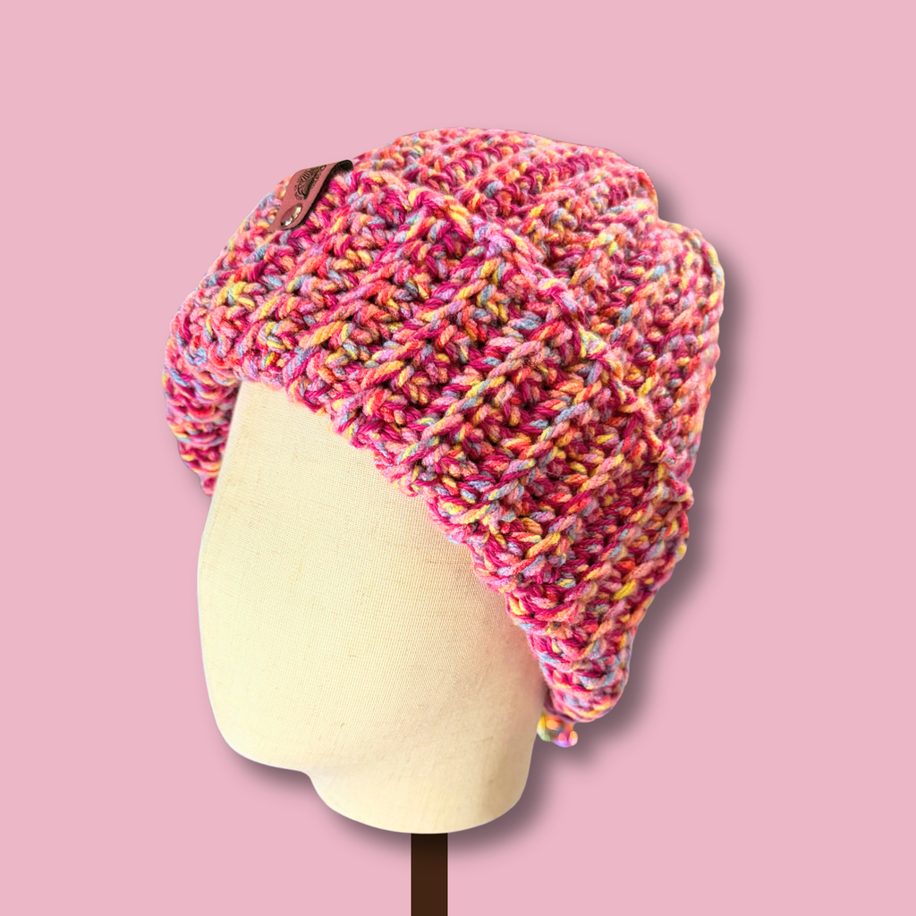 L/XL Hot Pink Confetti Winter Beanie