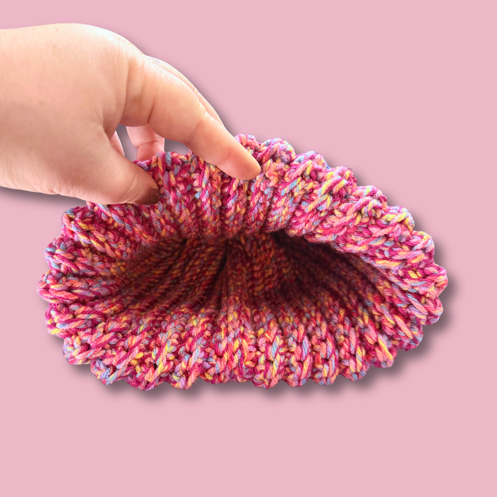 L/XL Hot Pink Confetti Winter Beanie