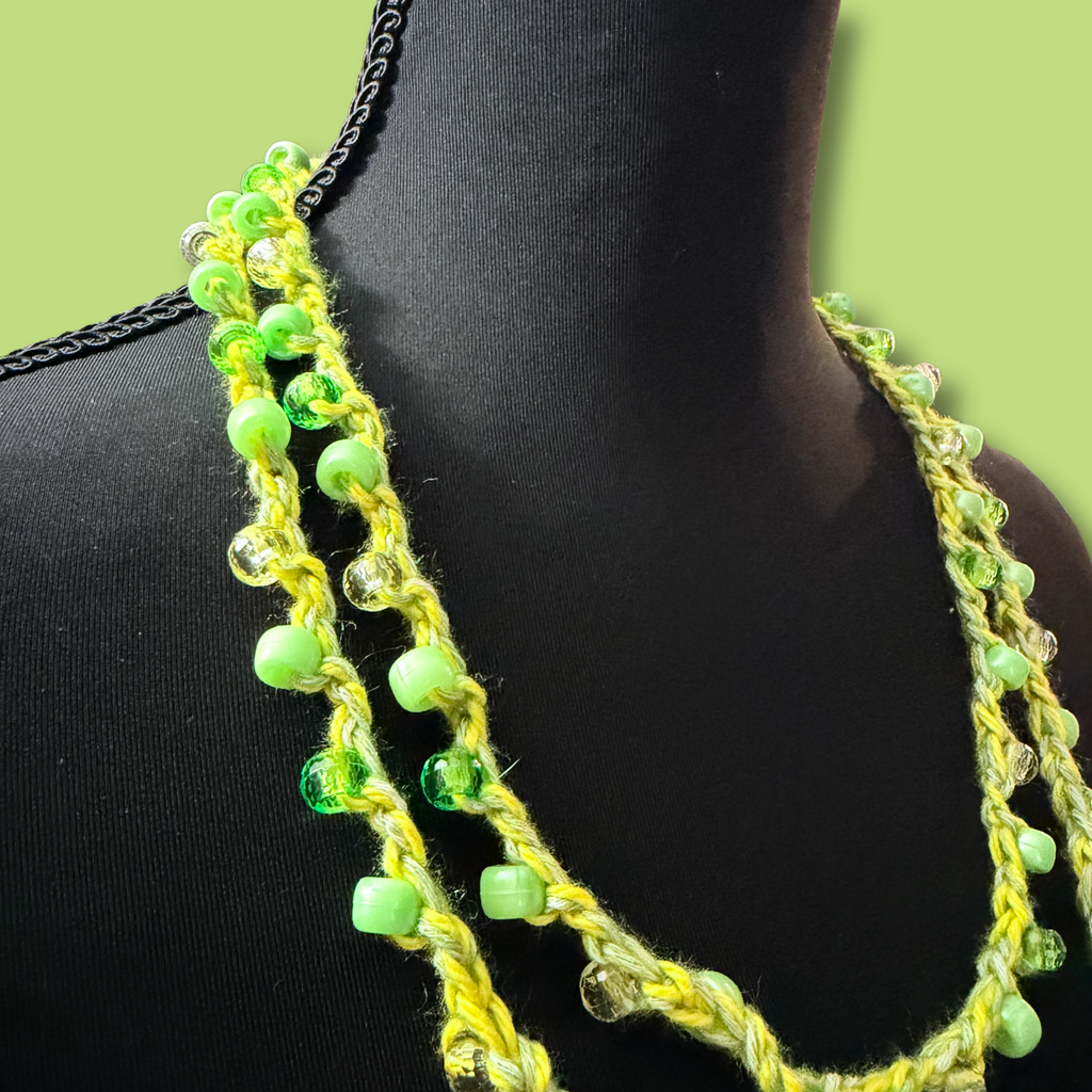 Green Boho Beaded Necklace