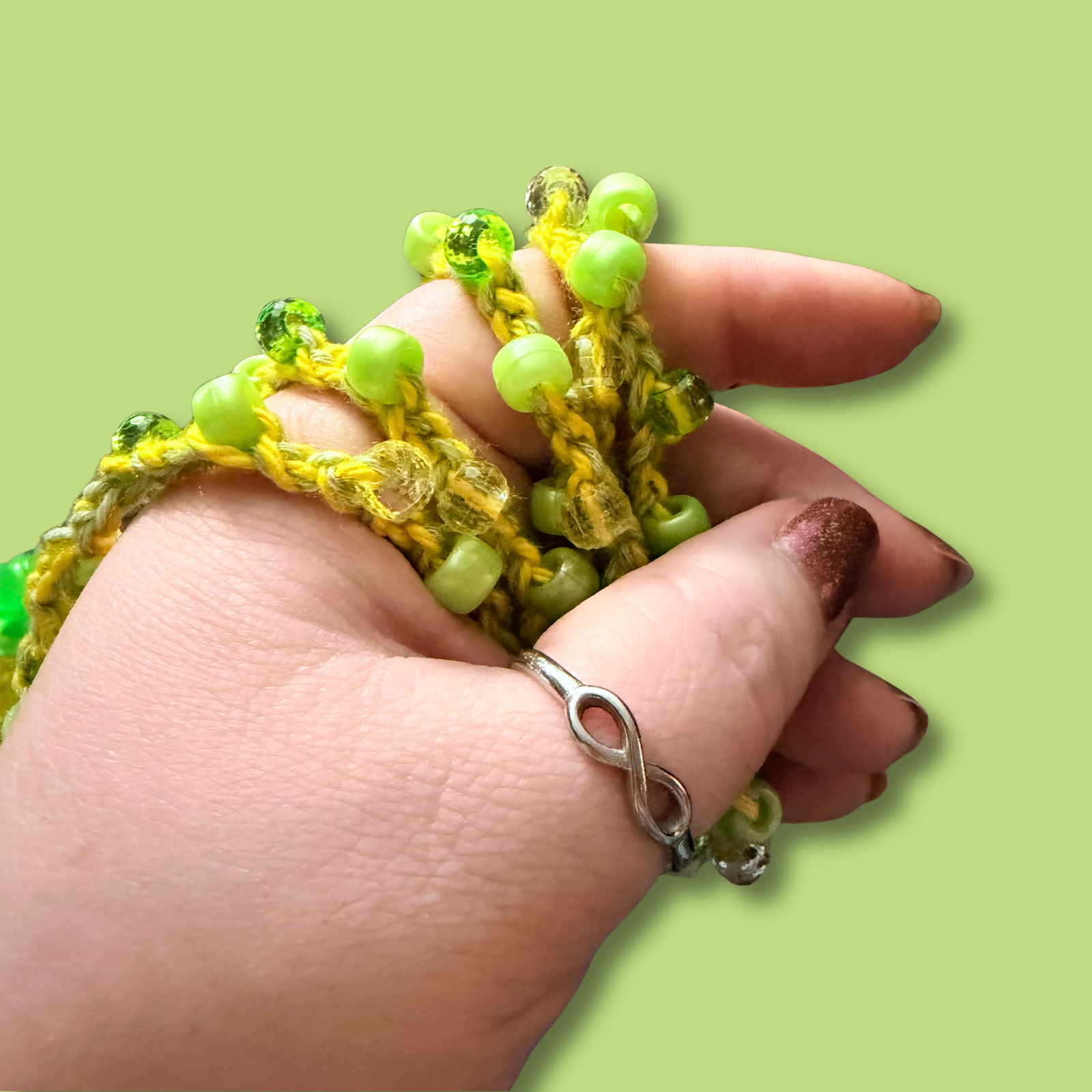 Green Boho Beaded Necklace