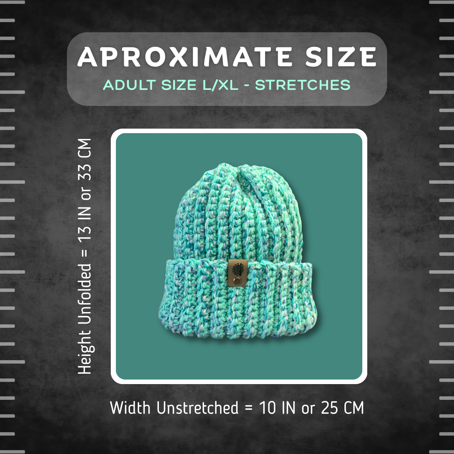L/XL Bright Teal Blue Beanie