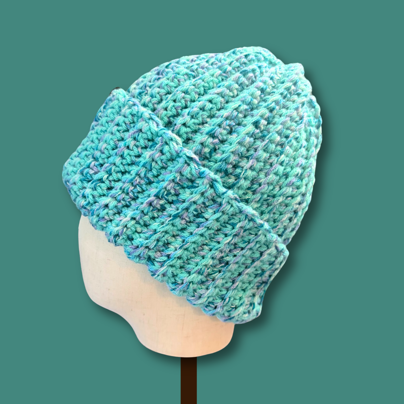 L/XL Bright Teal Blue Beanie