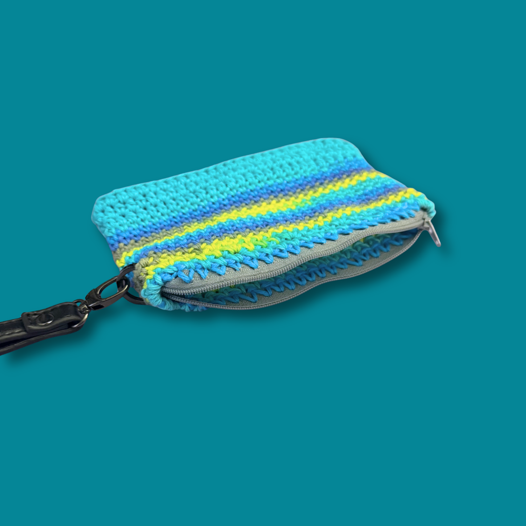 Blue and Green Cotton Clutch