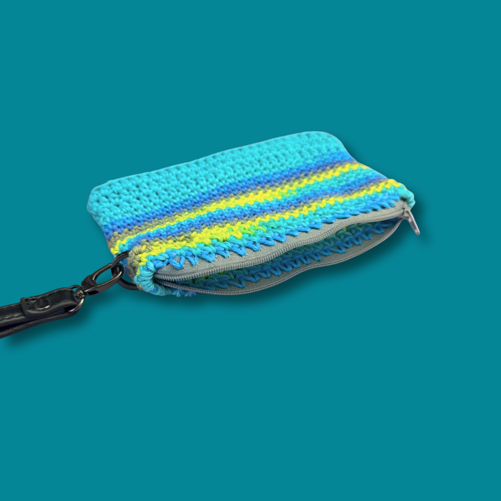 Blue and Green Cotton Clutch