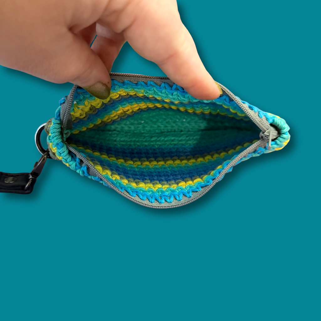 Blue and Green Cotton Clutch