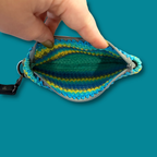 Blue and Green Cotton Clutch