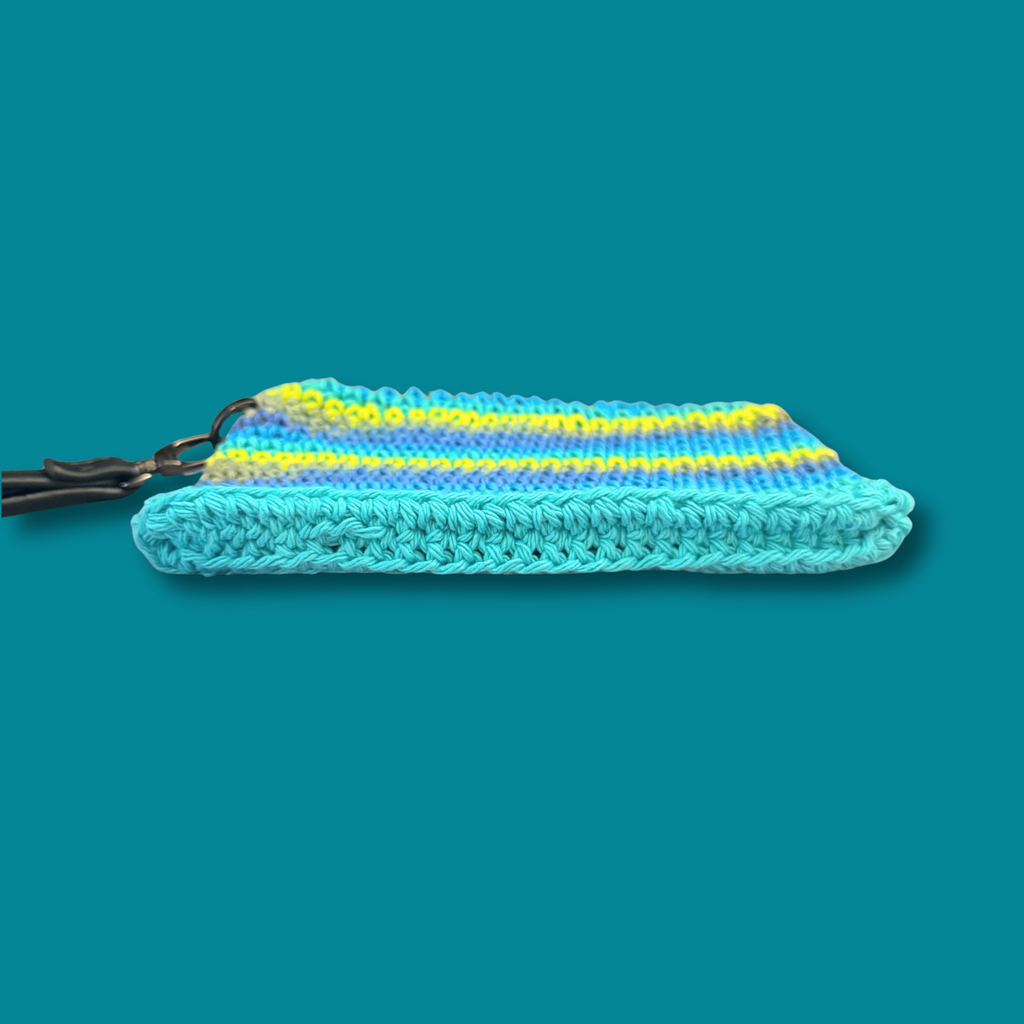 Blue and Green Cotton Clutch