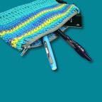 Blue and Green Cotton Clutch