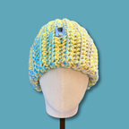 Adult Medium Blue and Yellow Beanie