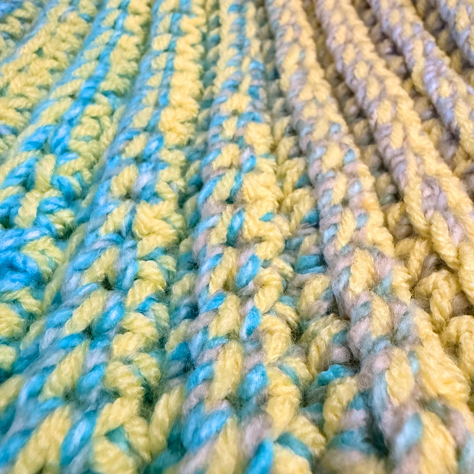 Adult Medium Blue and Yellow Beanie