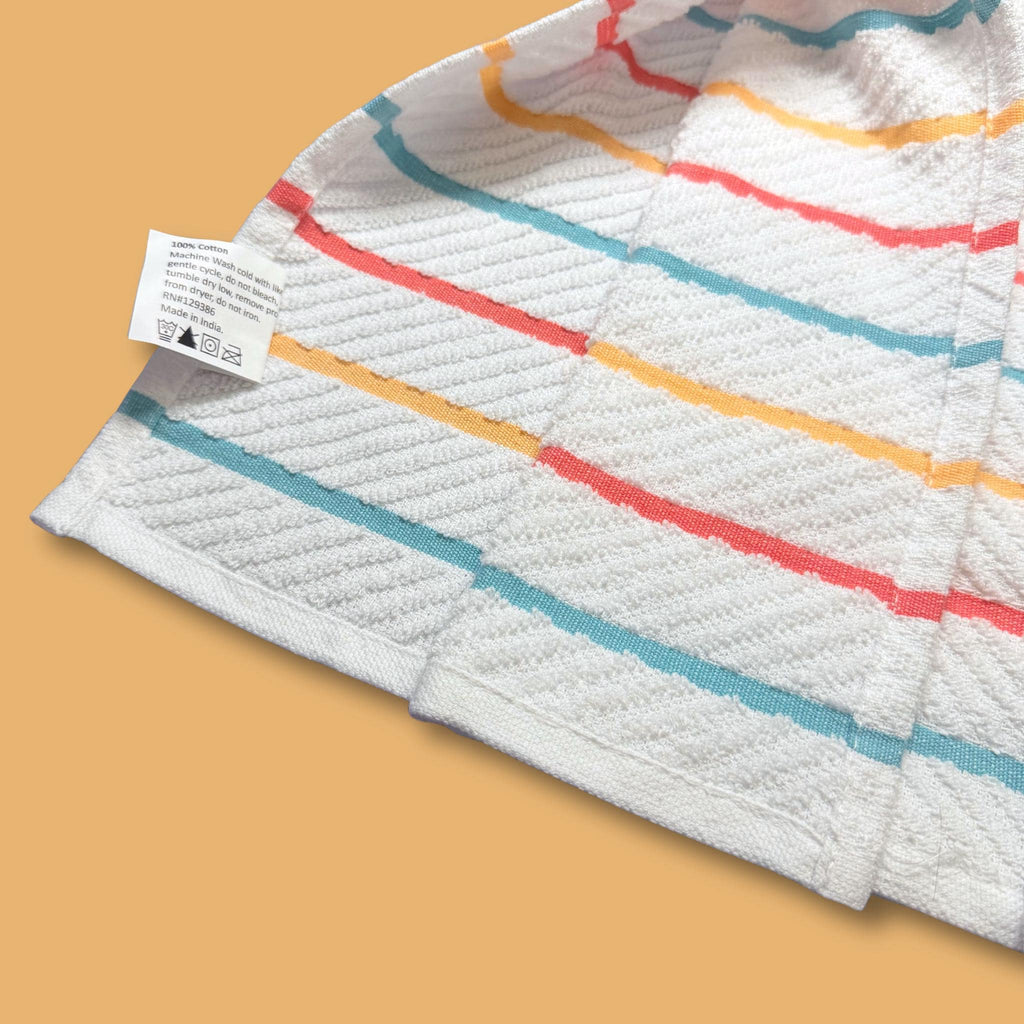 Coral Stripe Hand Towel