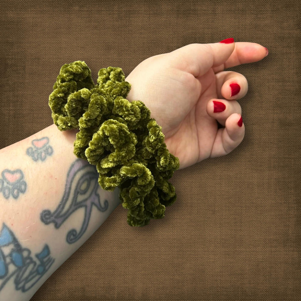 Green Velvet Hair Scrunchie