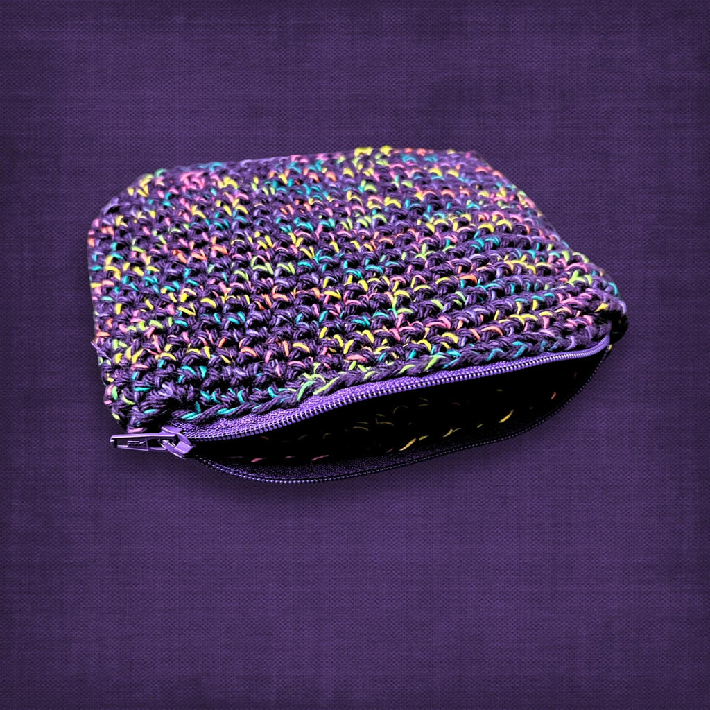 Purple Confetti Small Makeup Bag with Zipper
