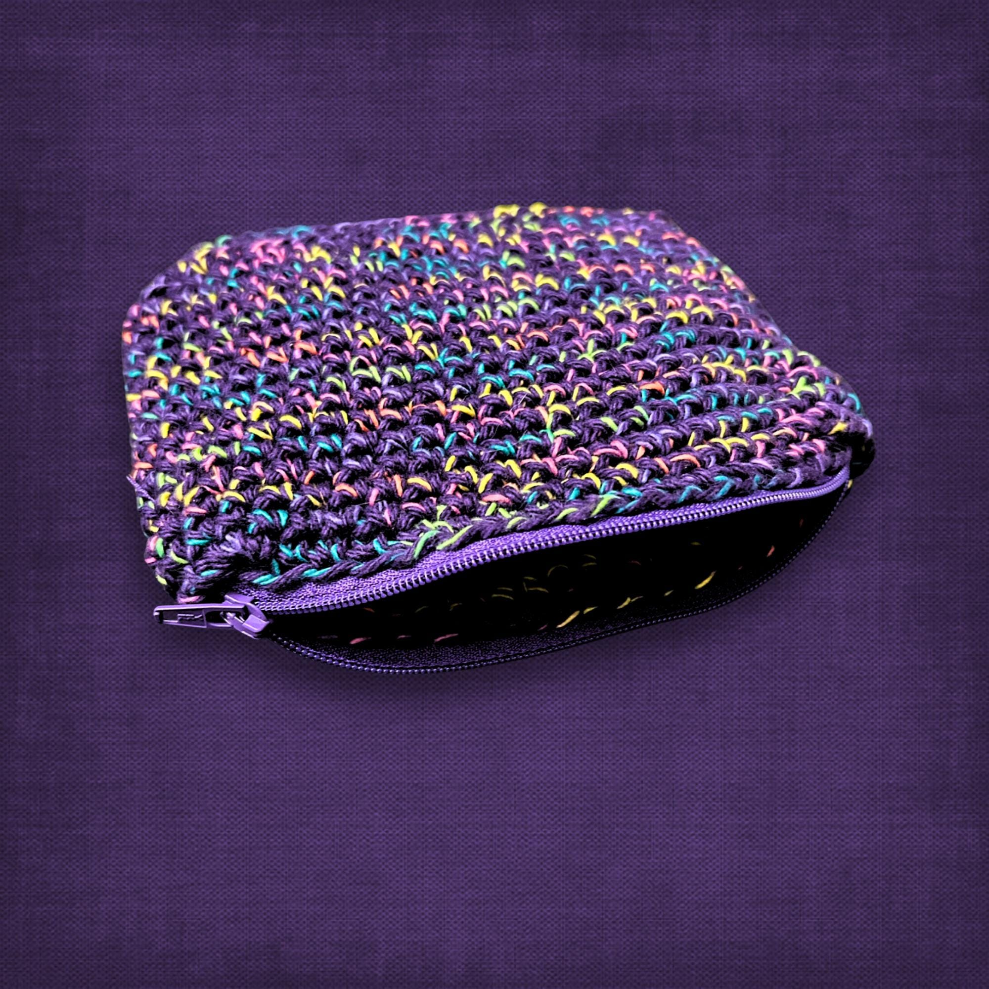 Purple Confetti Small Makeup Bag with Zipper