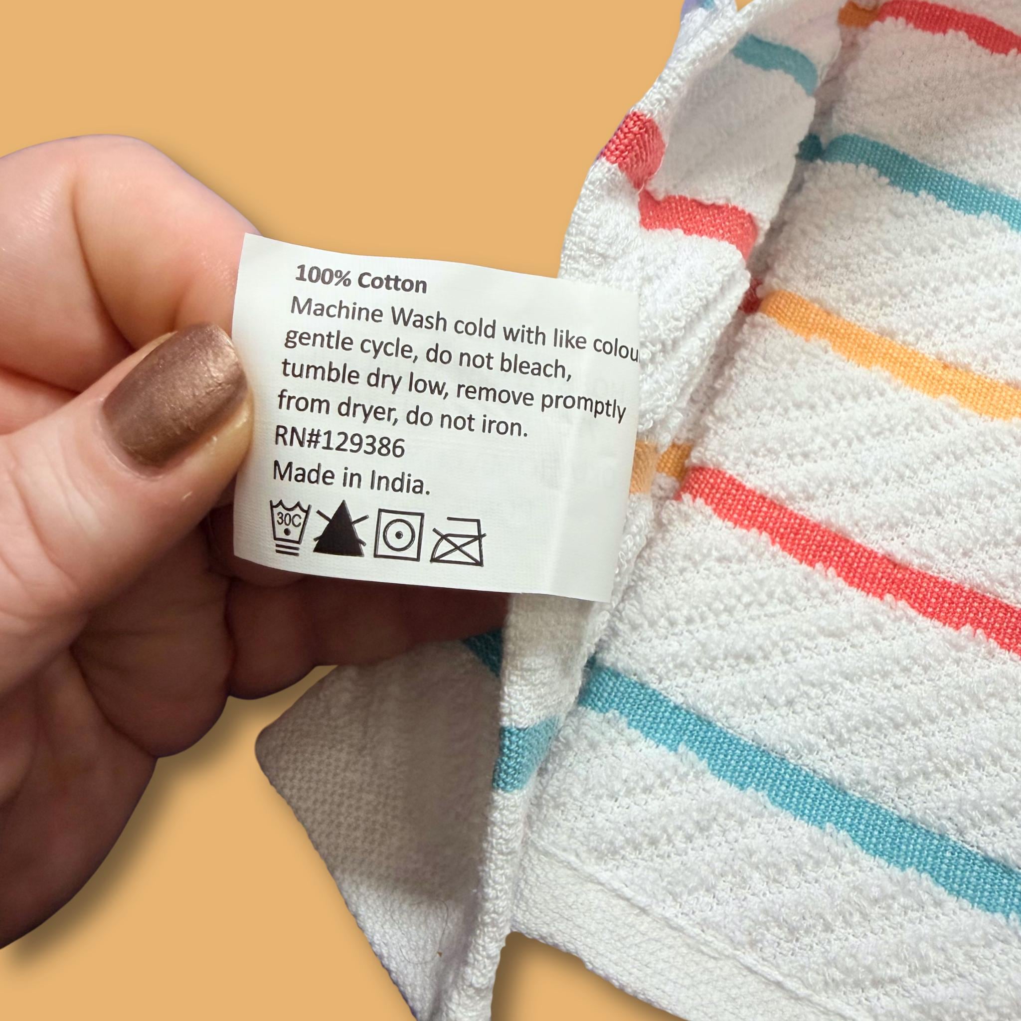 Coral Stripe Hand Towel