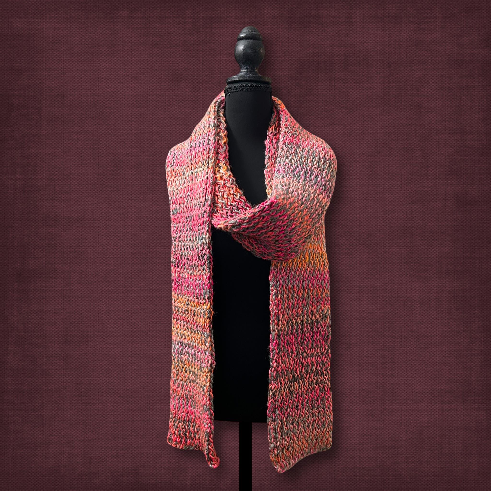 Long Loom Knit Soft Pink Scarf