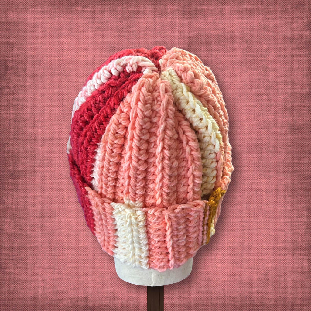 L/XL Adult Pink Heart Beanie