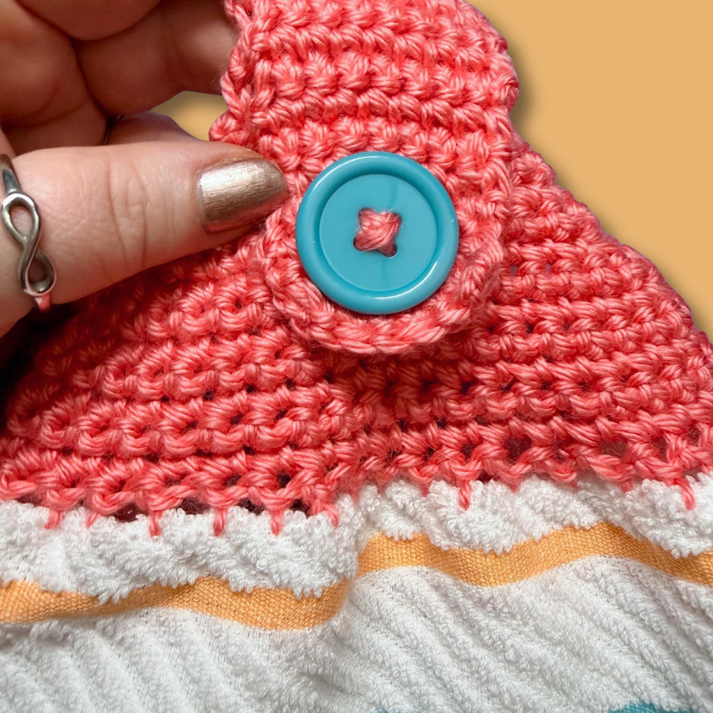 Coral Stripe Hand Towel