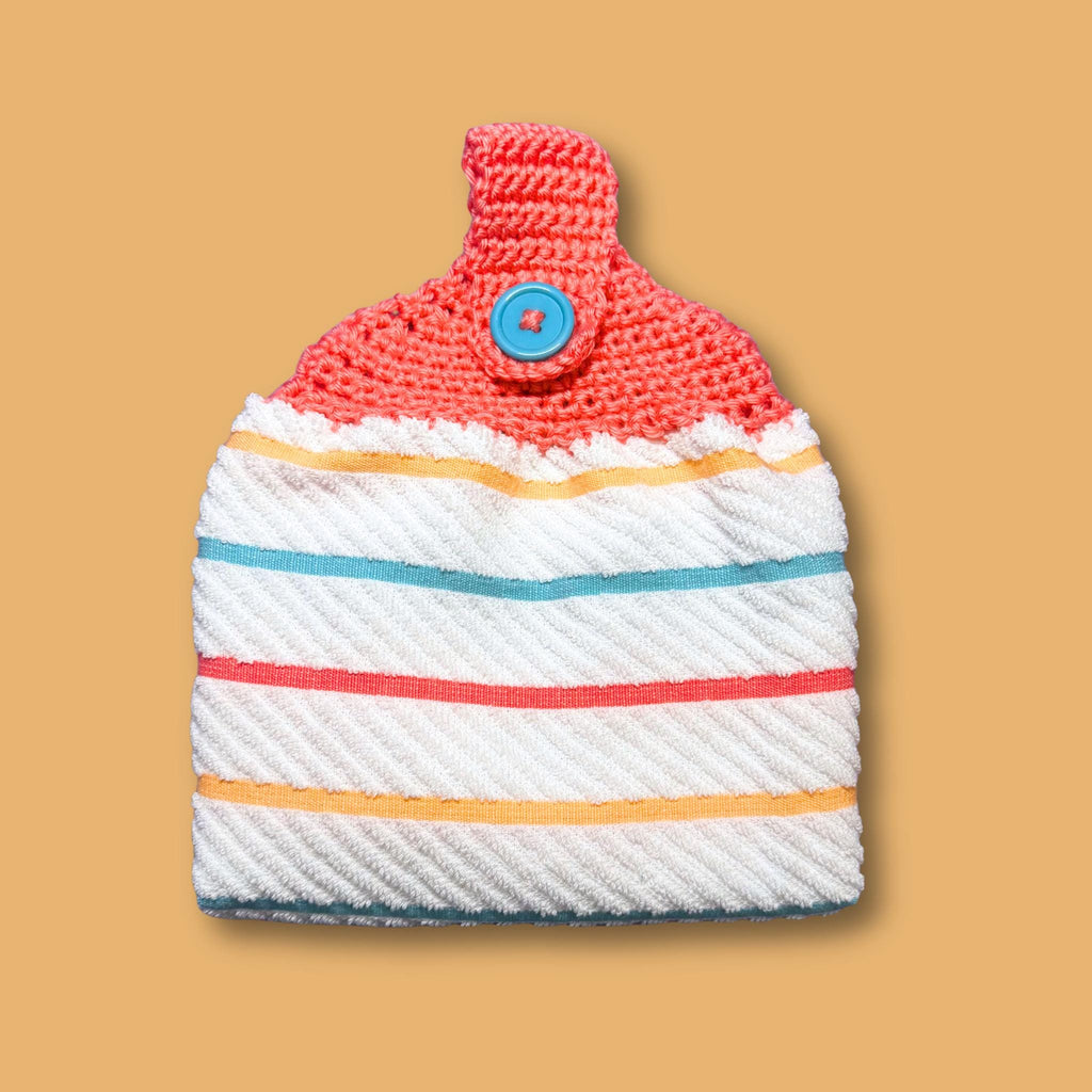 Coral Stripe Hand Towel