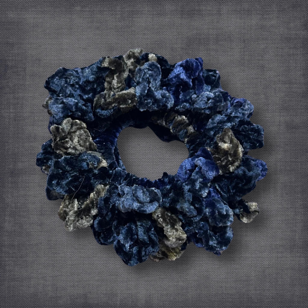 Blue Crushed Velvet Scrunchie