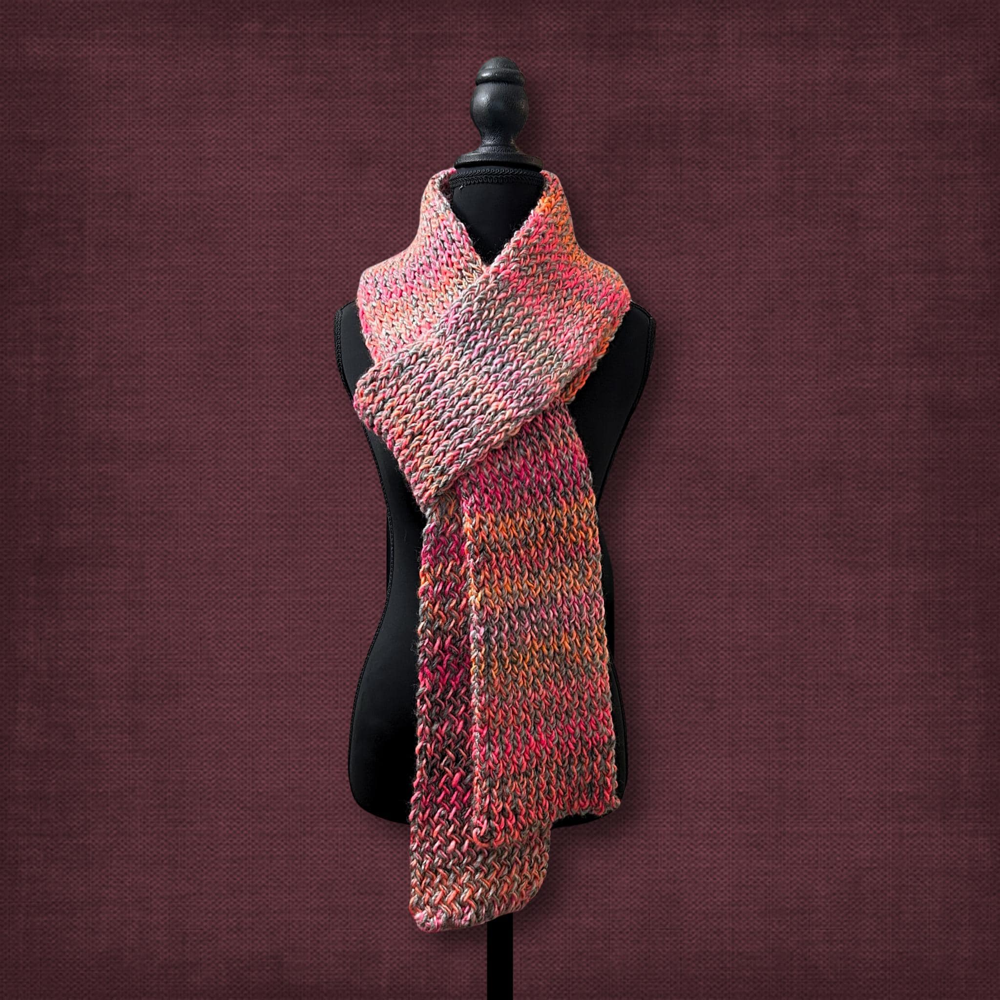 Long Loom Knit Soft Pink Scarf