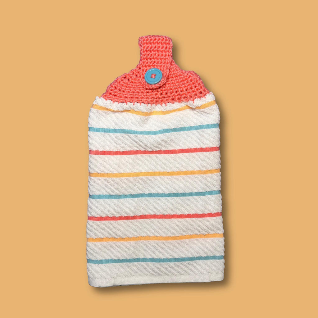 Coral Stripe Hand Towel