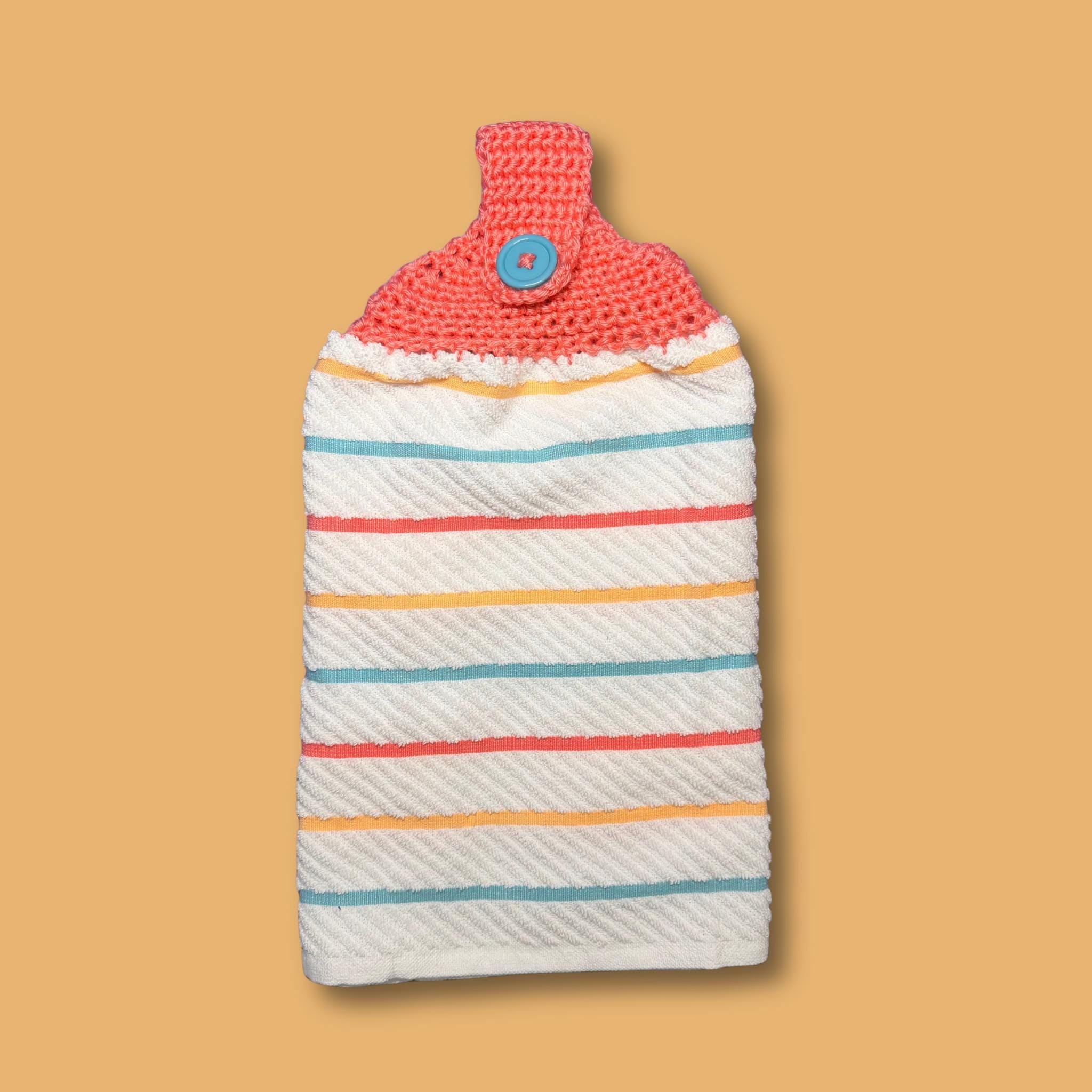 Coral Stripe Hand Towel