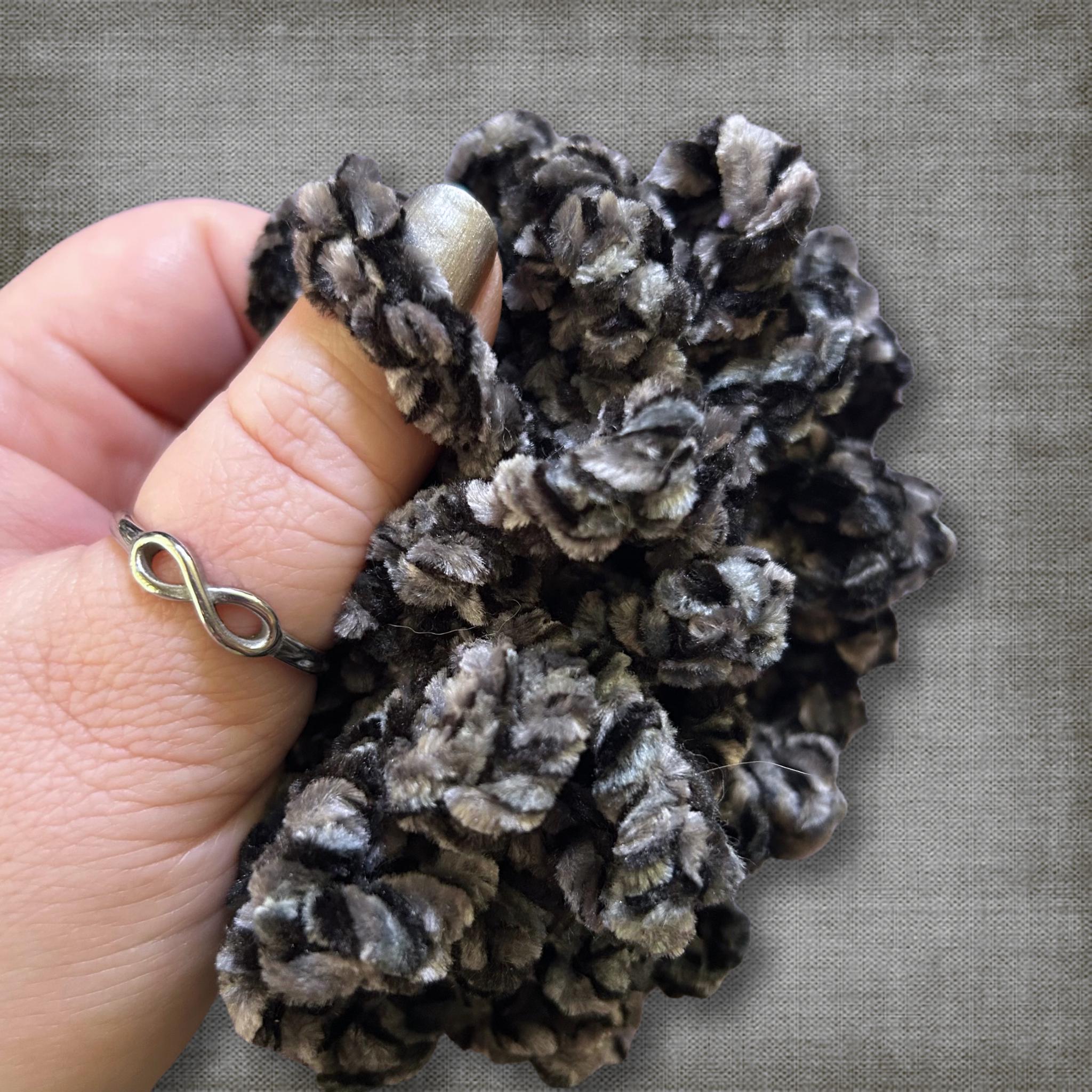 Velvet Black Gray Scrunchie