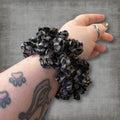 Velvet Black Gray Scrunchie