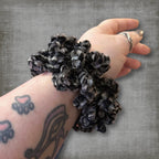 Velvet Black Gray Scrunchie