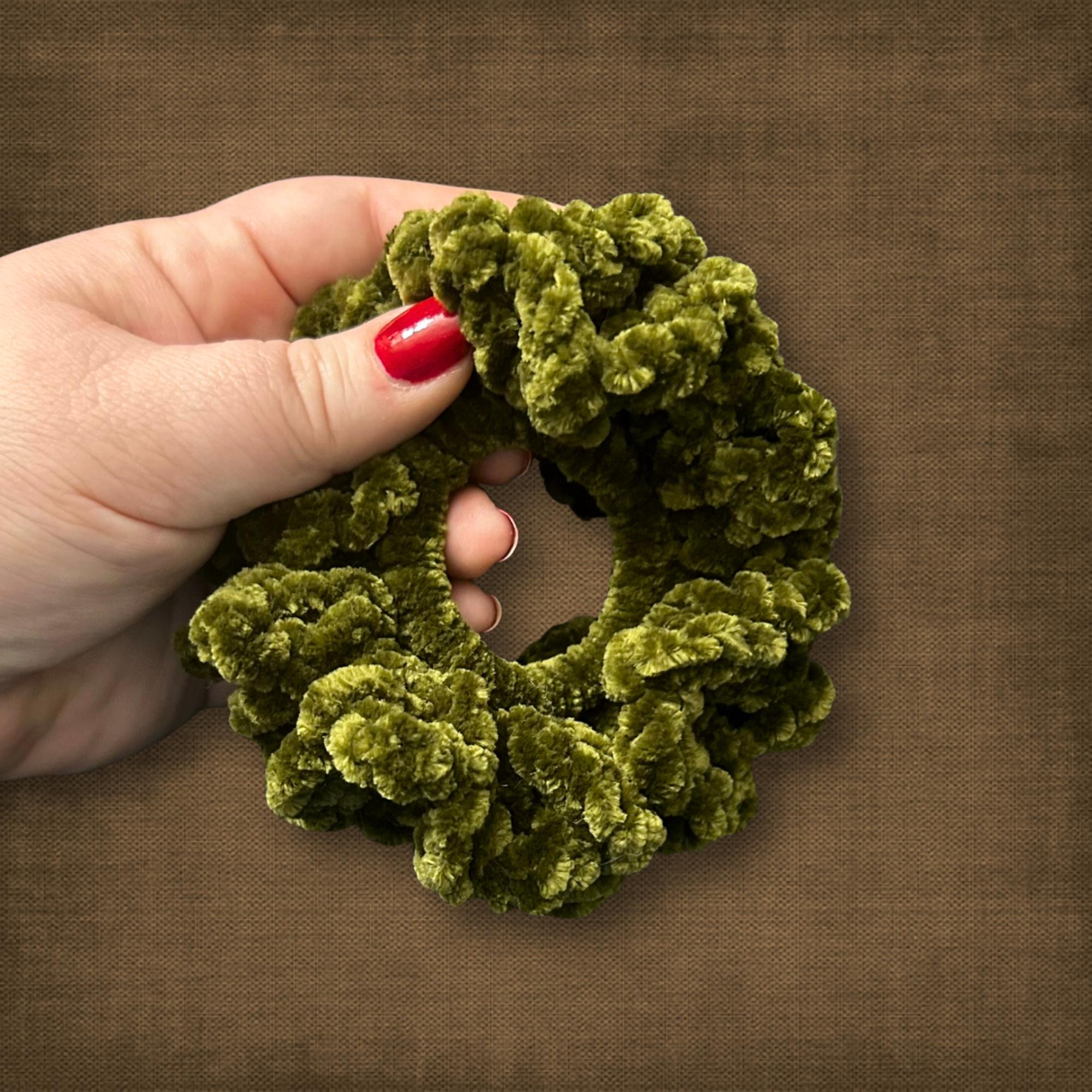 Green Velvet Hair Scrunchie