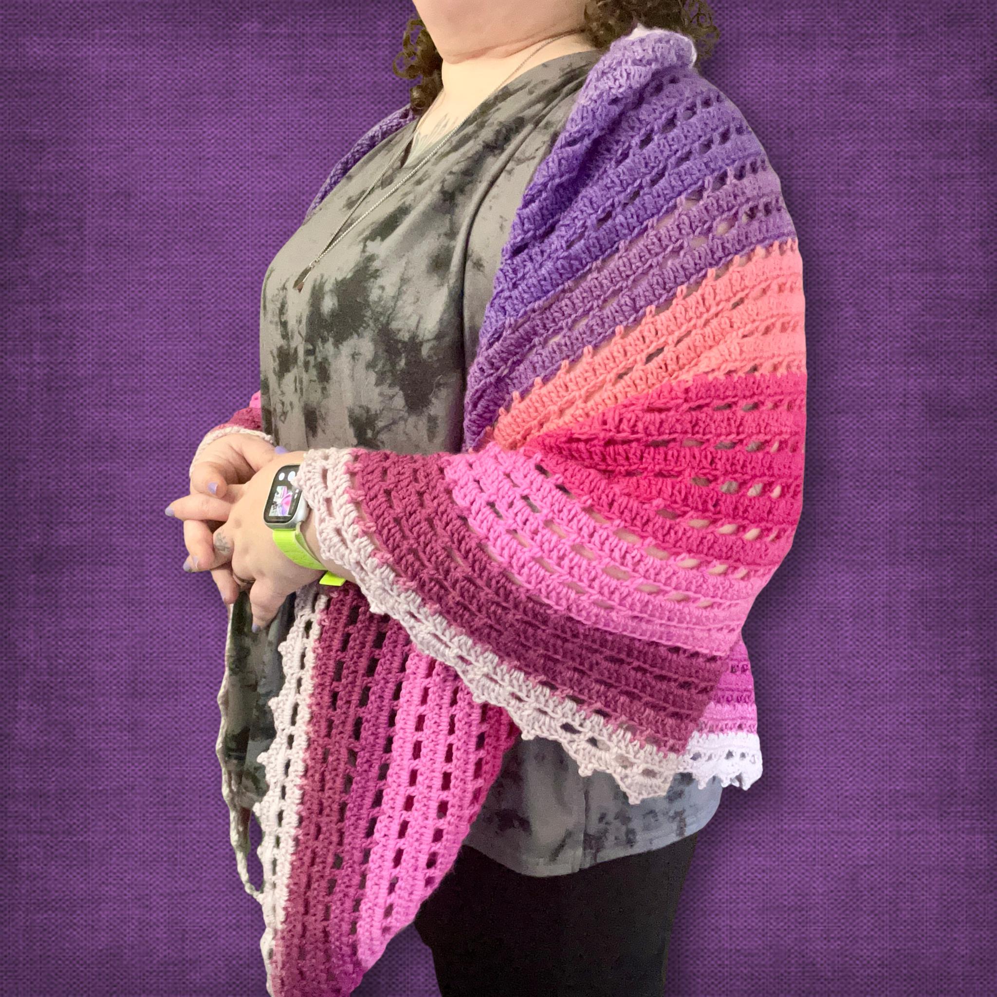 Blushing Pink and Purple Shawl