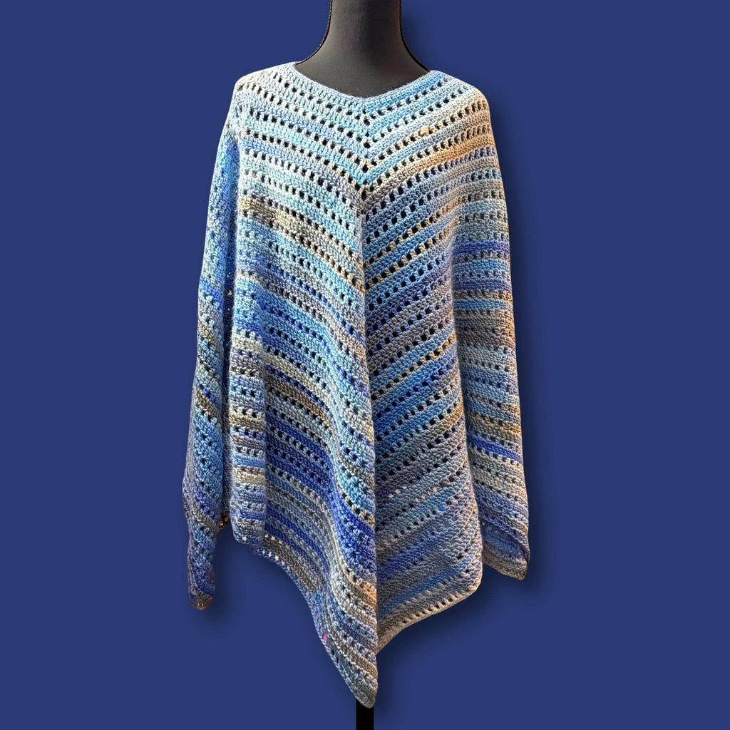 Cloudy Sky Blue Poncho Adult OS