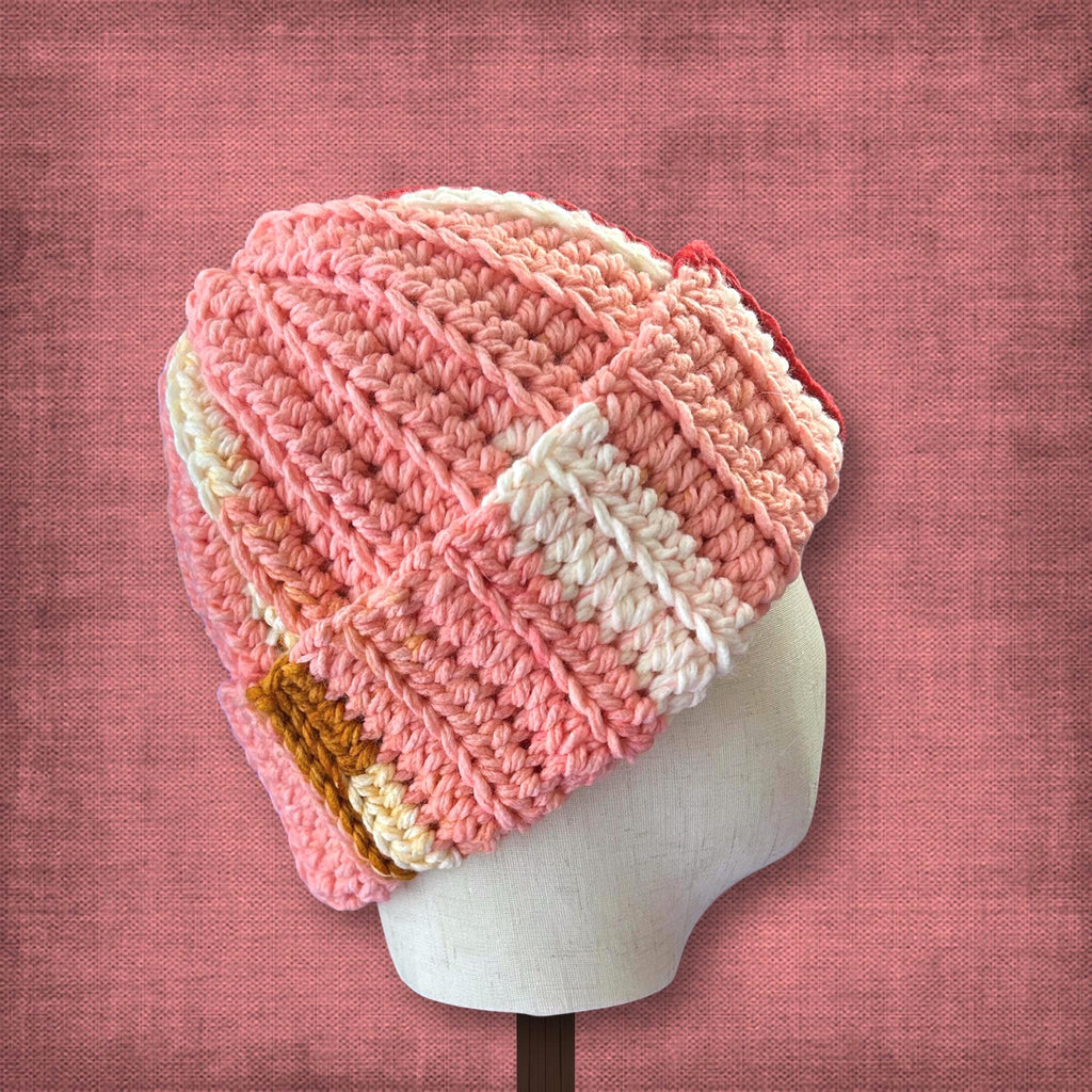 L/XL Adult Pink Heart Beanie