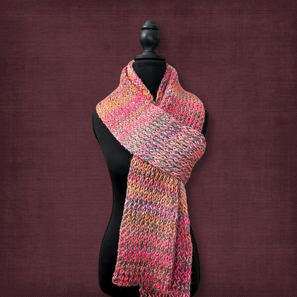 Long Loom Knit Soft Pink Scarf
