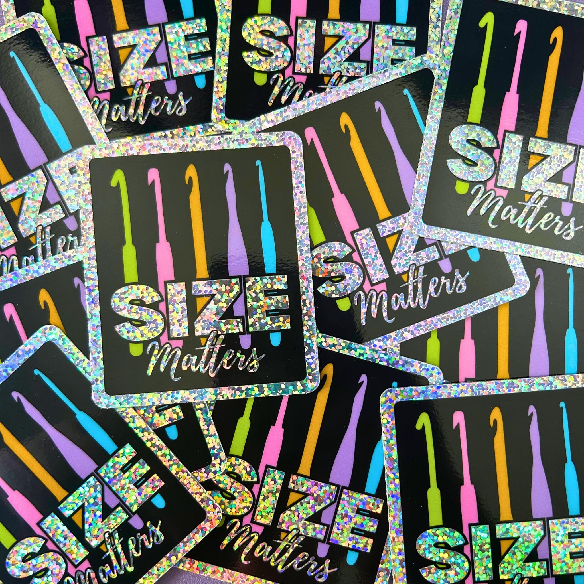 3" Glitter Sticker Size Matters