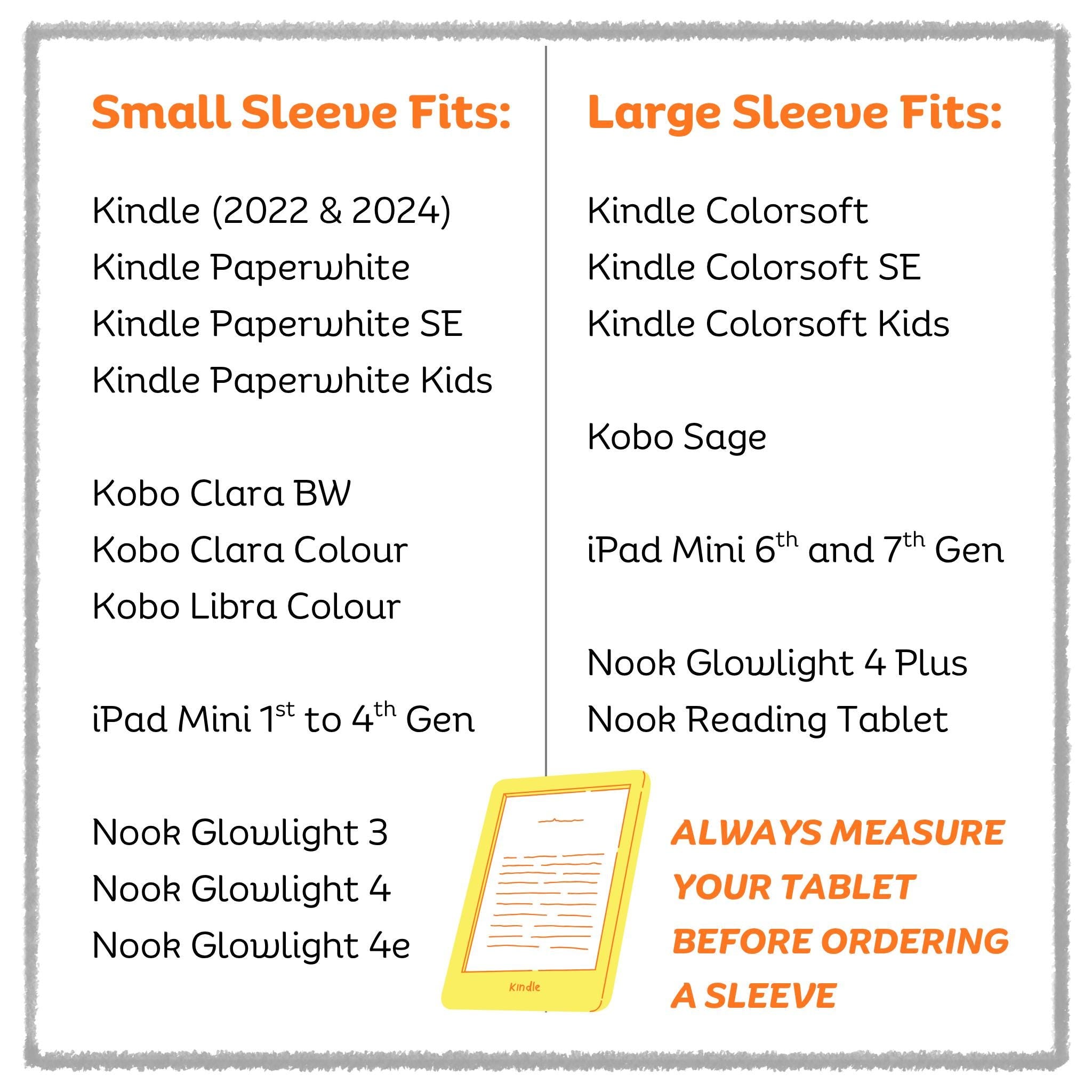 Neon Nook / Kindle E-Reader Sleeves