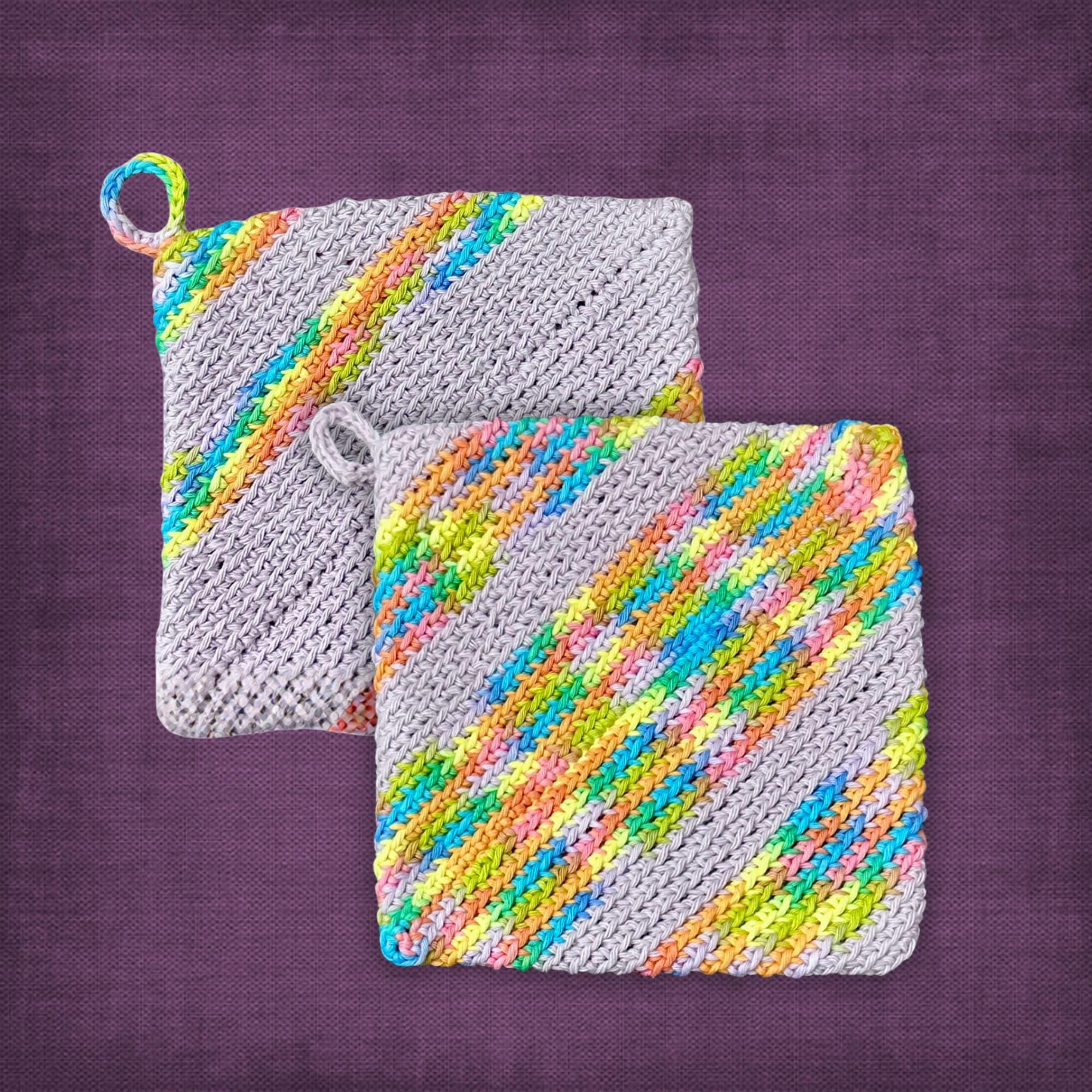 Purple Rainbow Cotton Pot Holder Set